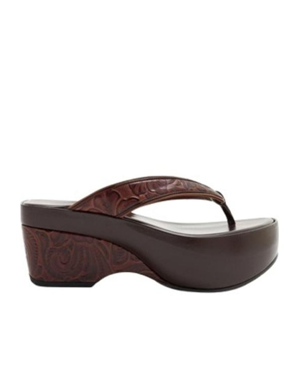 Dries Van Noten Brown Thong Wedge Sandals