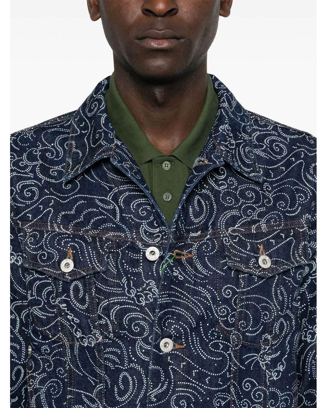 KENZO Blue Star Tiger Buttoned Denim Jacket for men