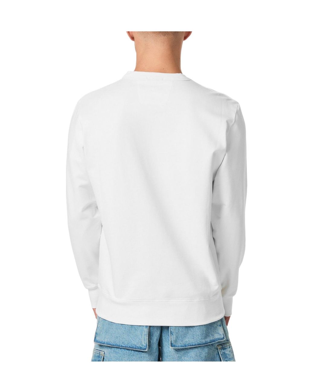 C P Company White Logo Sweatshirt for men