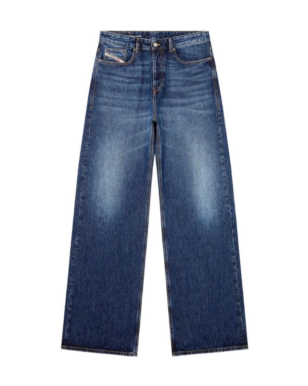 DIESEL Blue D-Rise Wide Leg Jeans for men