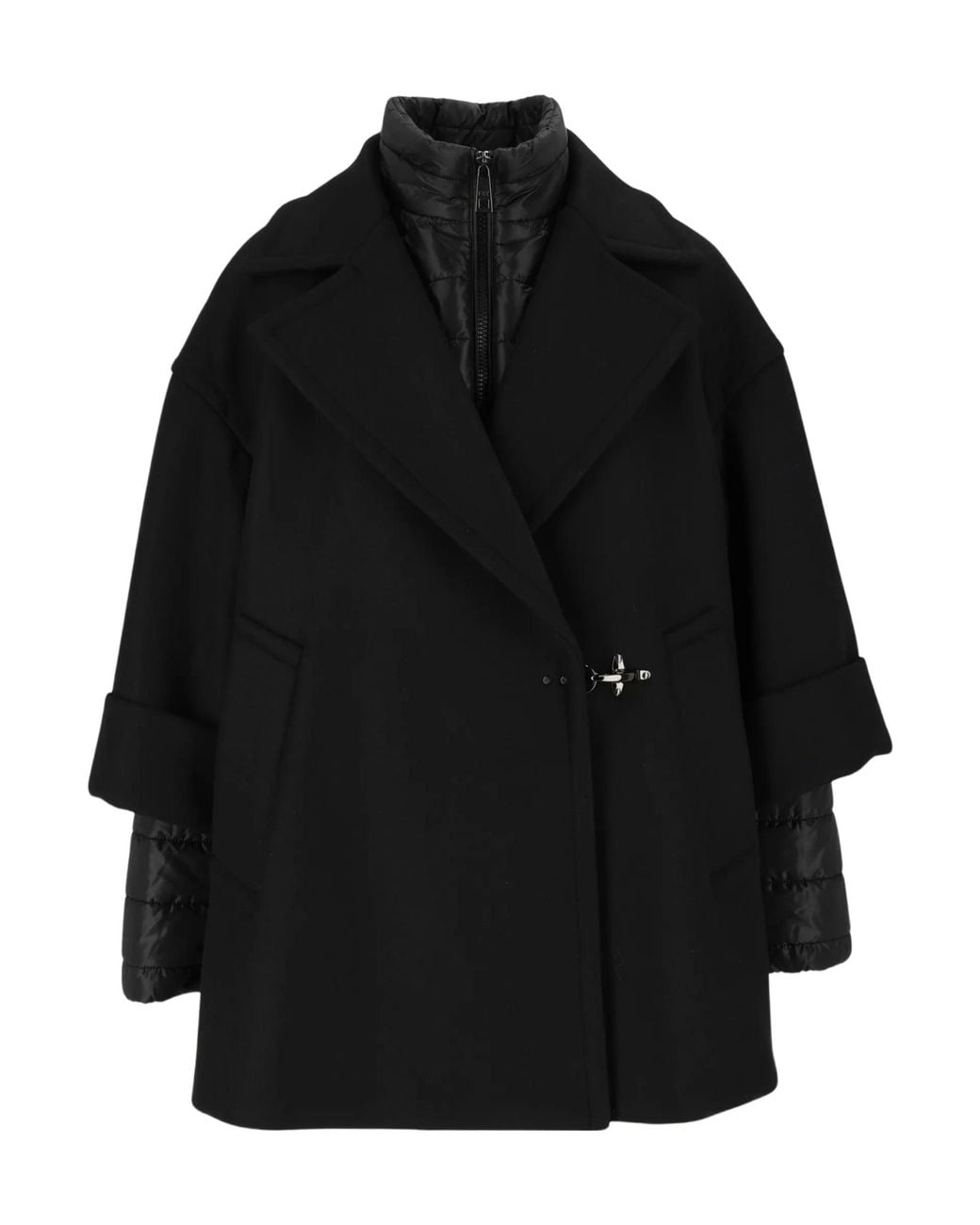 Fay Black Cappa Detachable Layered Cape