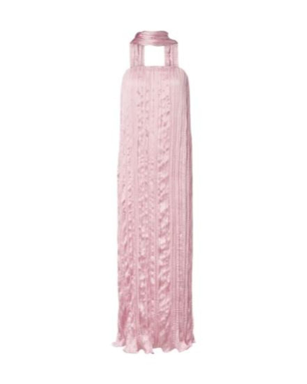 Posse Pink Esme Scarf-Detail Satin Maxi Dress