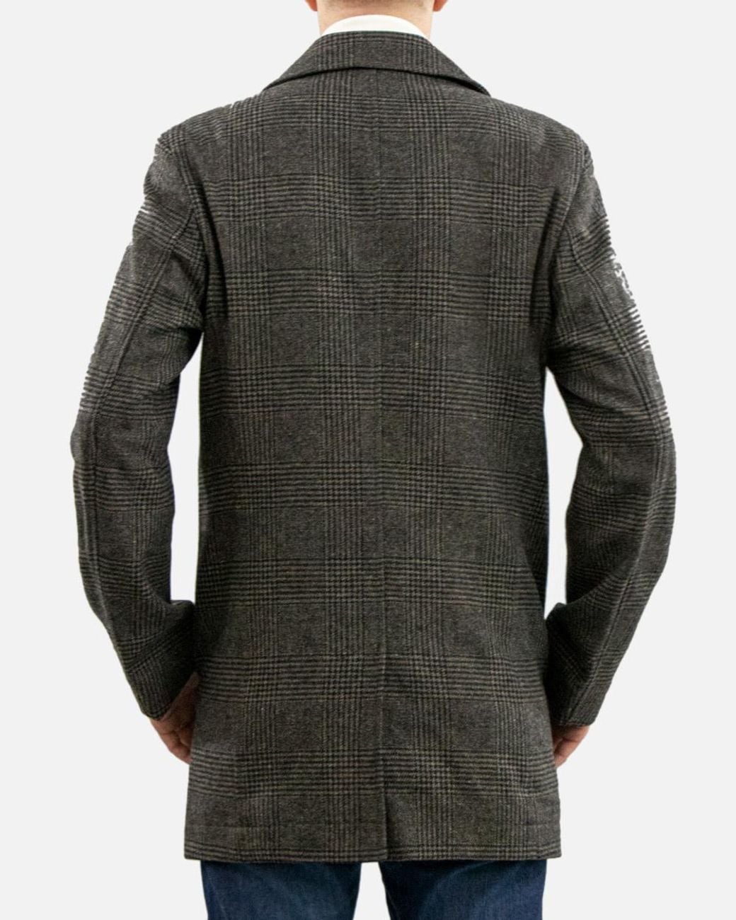 Boss Gray Plaid Long-Sleeved Coat for men