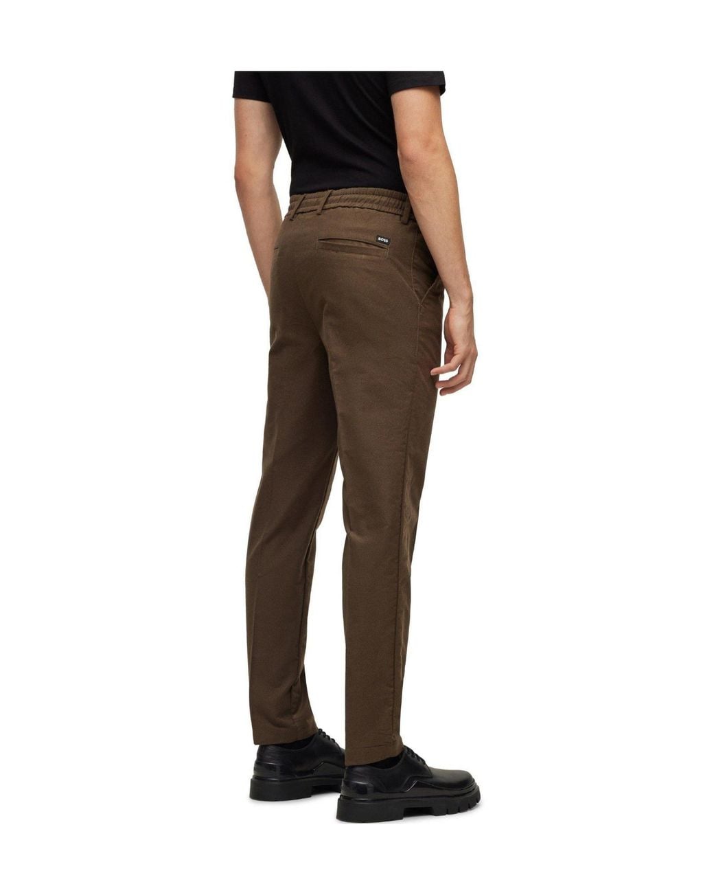 Boss Olivebrown Drawstring Tapered Trousers for men