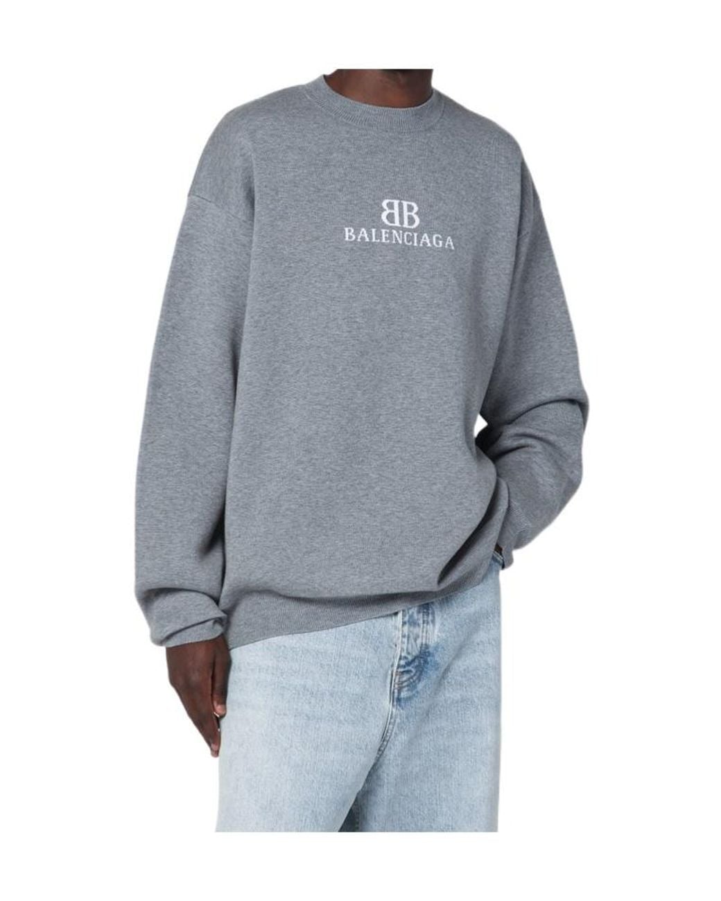 Balenciaga Gray Bb Knitted Oversized Sweater for men