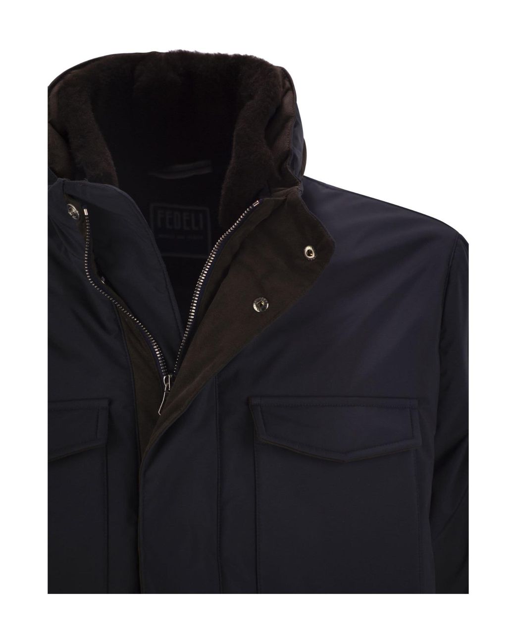 Fedeli Blue Rainstop Safari Jacket for men