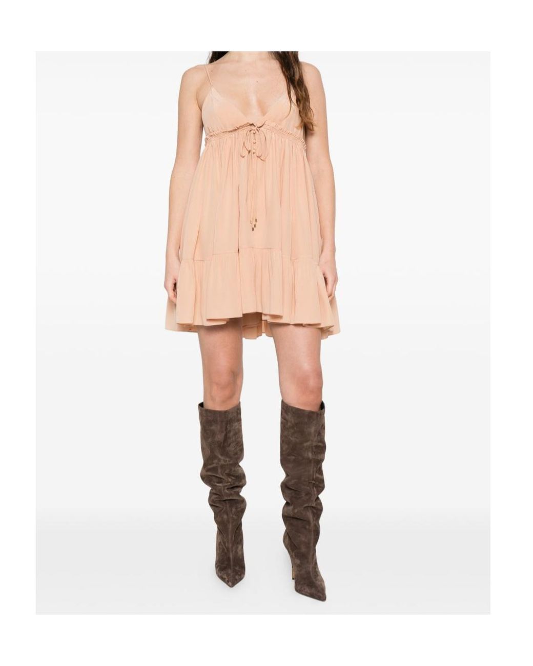 Chloé Pink Chloé Ruffled Tie-Front Mini Dress