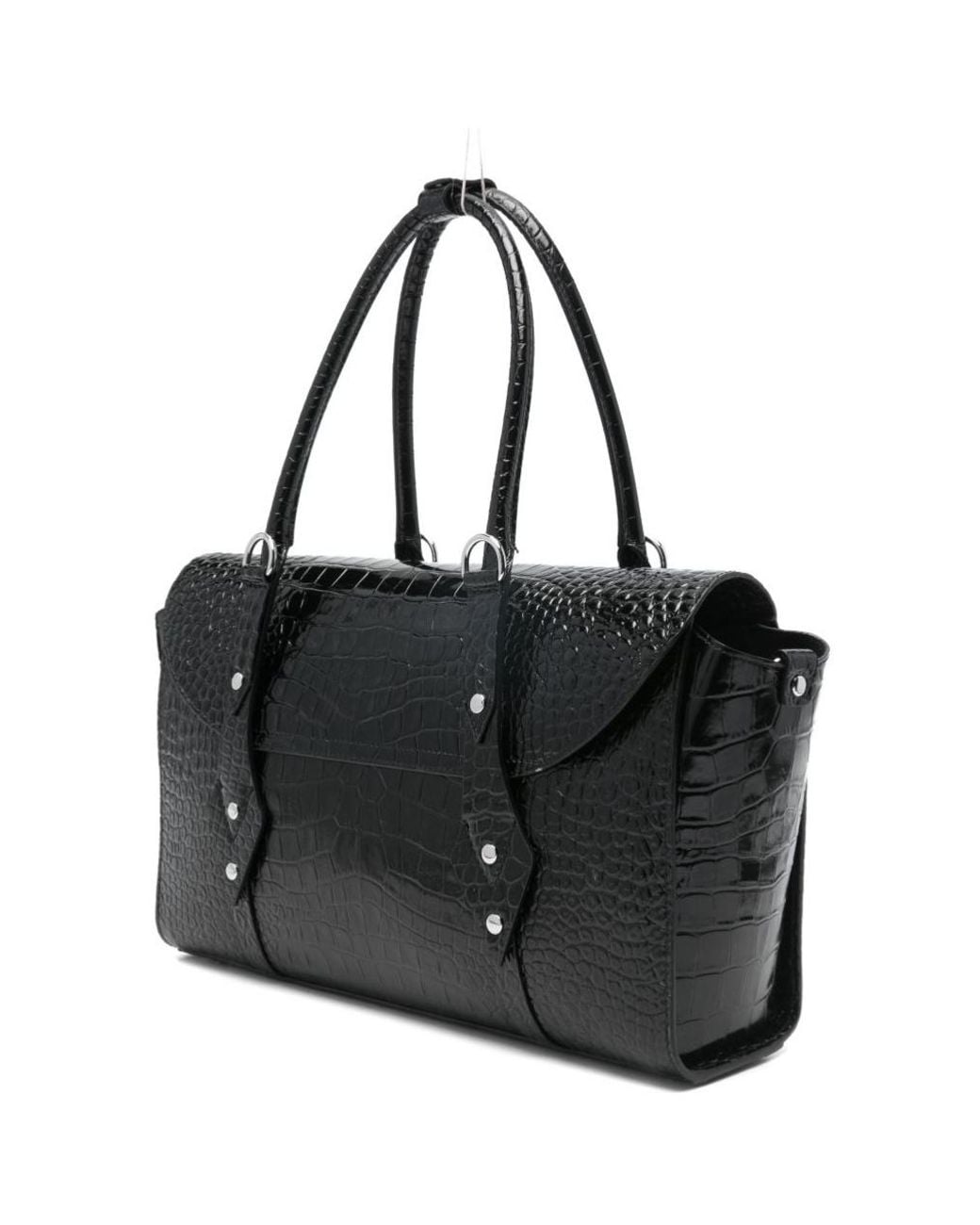 Vivienne Westwood Black Textured Flap Shoulder Bag