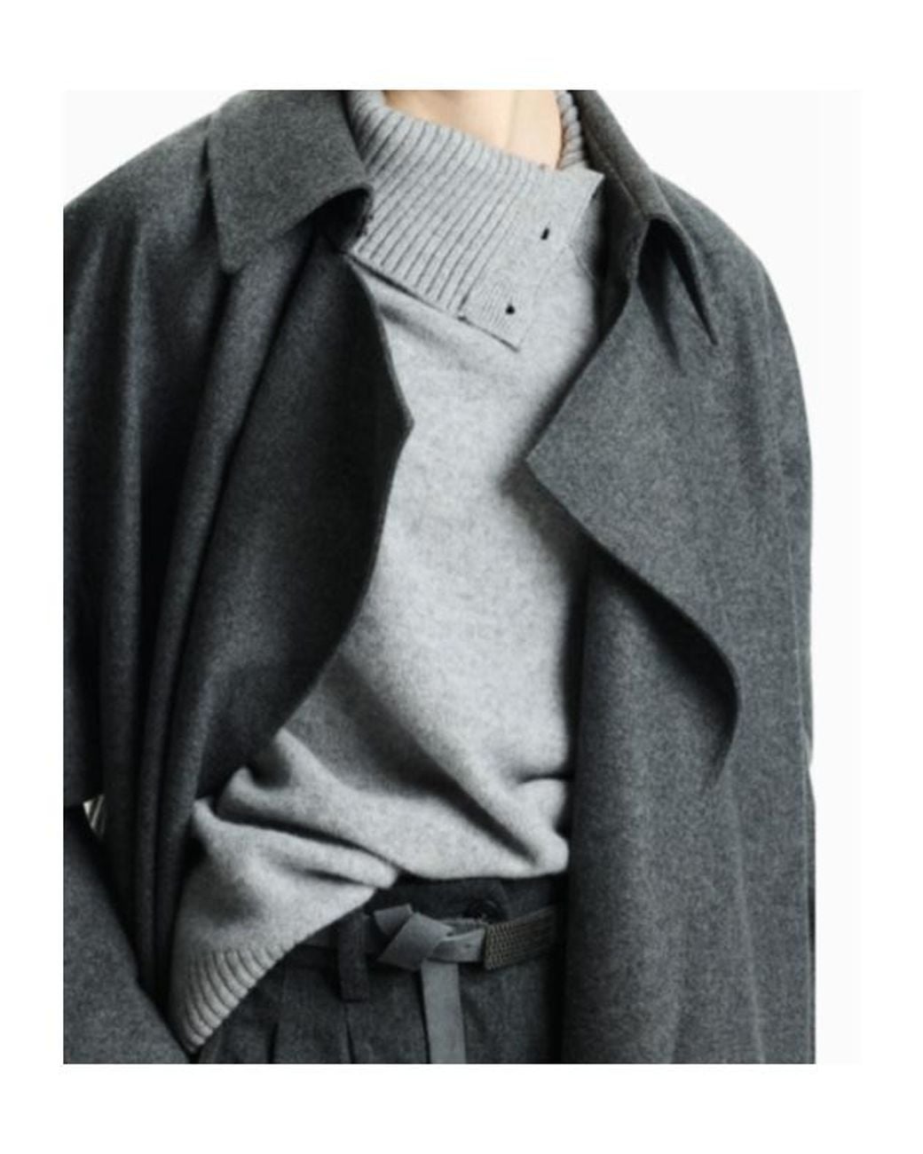 Emporio Armani Gray Belted Wool-Blend Oversized Coat