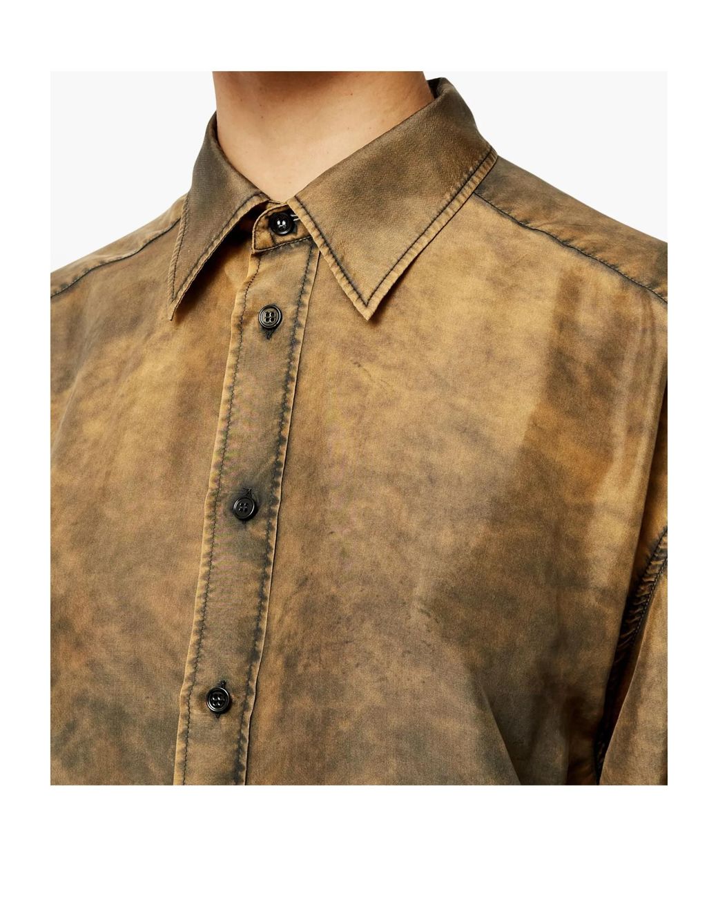 MM6 by Maison Margiela Brown Cut-Out Detailed Tie-Dye Shirt