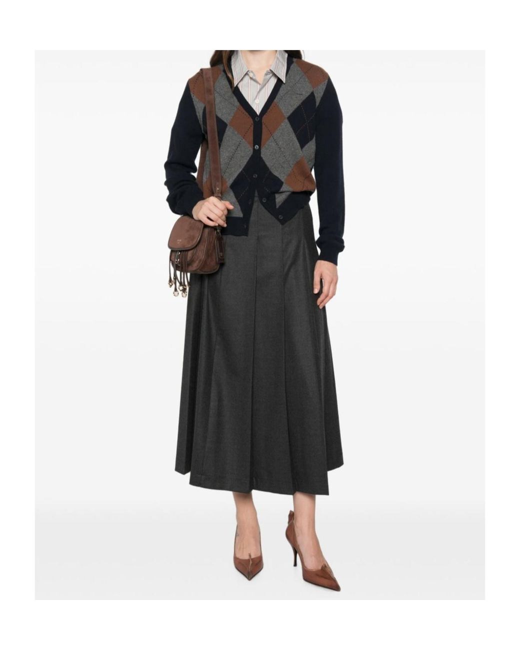 Prada Black Argyle Embroidered Cardigan