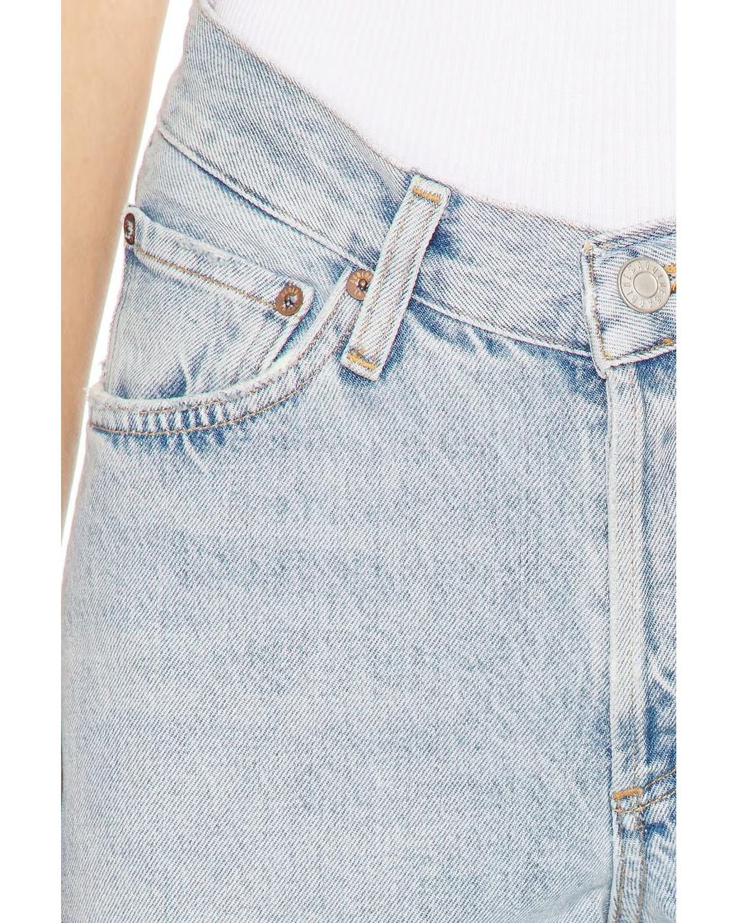 Agolde Blue Denim Trousers With Belt Loops
