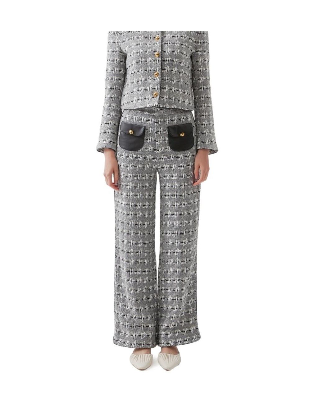 Marissa Chiara Gray Plaid Casual Pants