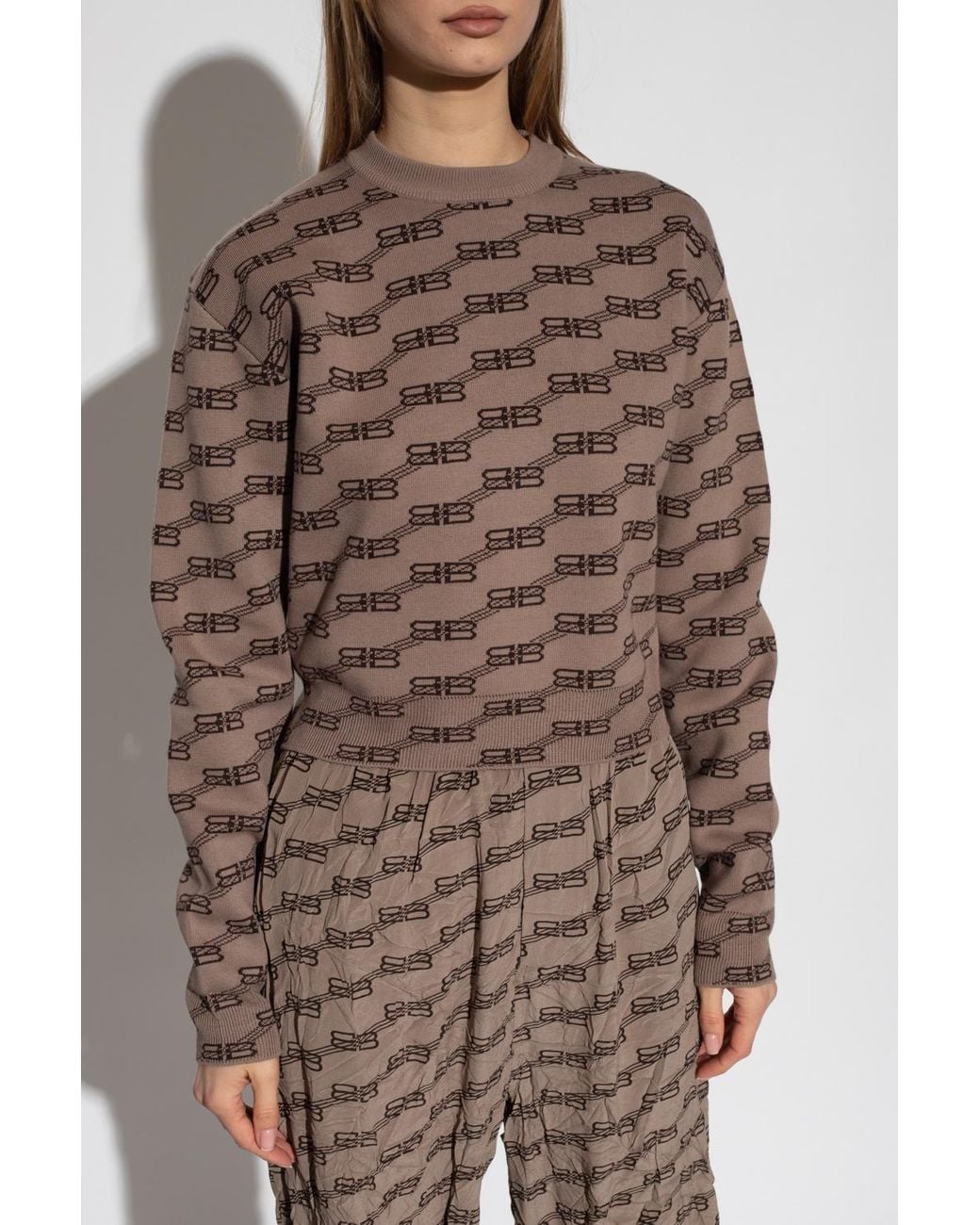 Balenciaga Brown Bb Monogram Knitted Jumper
