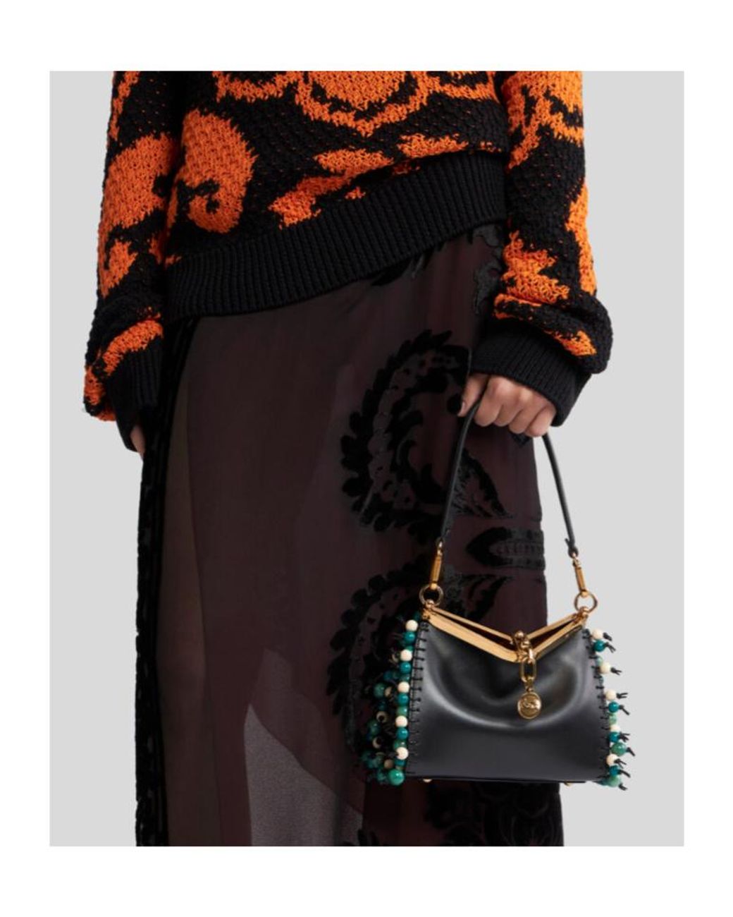 Etro Black Small Vela Bag With Marbles
