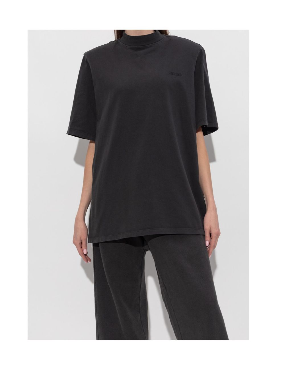 The Attico Black The Logo Embroidered Oversized T-Shirt