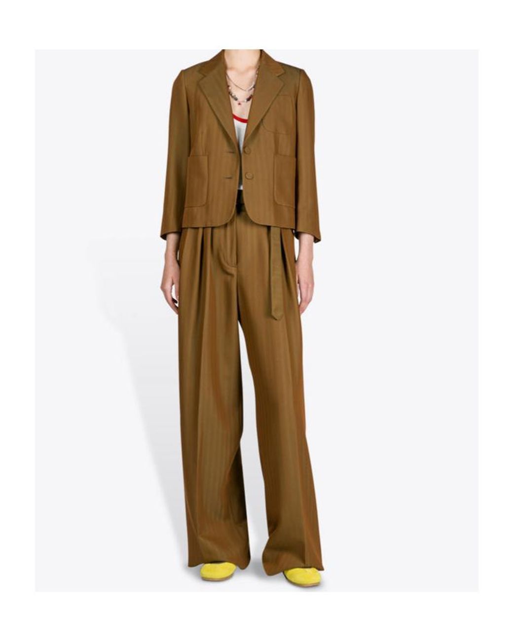 Dries Van Noten Brown Peaches Belted Wide-Leg Pants