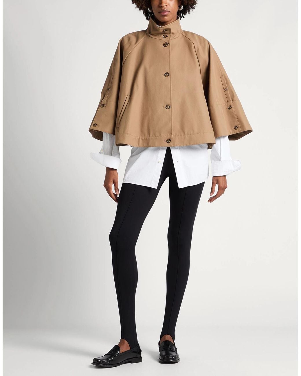 Max Mara Natural Solid-Colored Cape