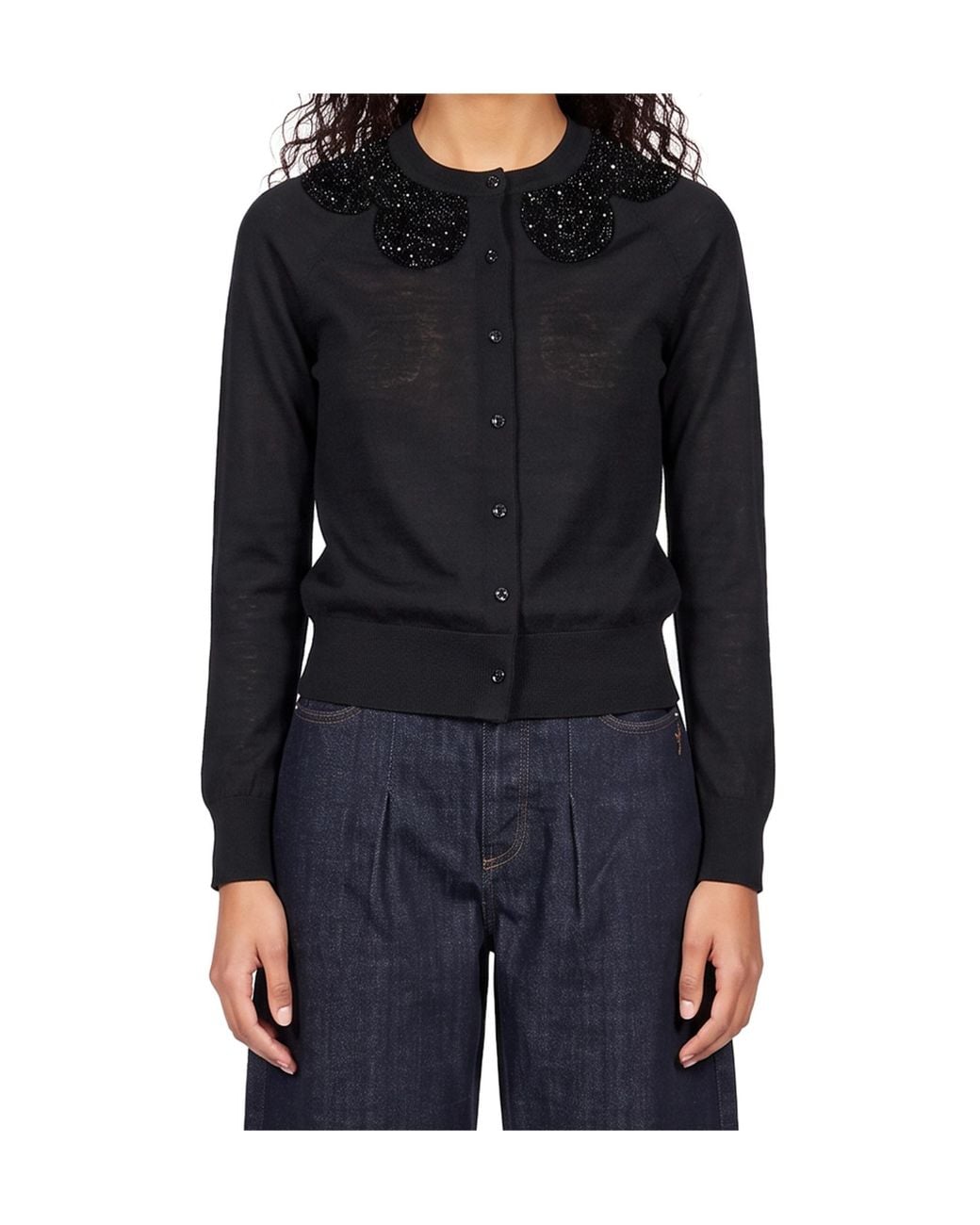 Simone Rocha Black Long-Sleeved Cardigan
