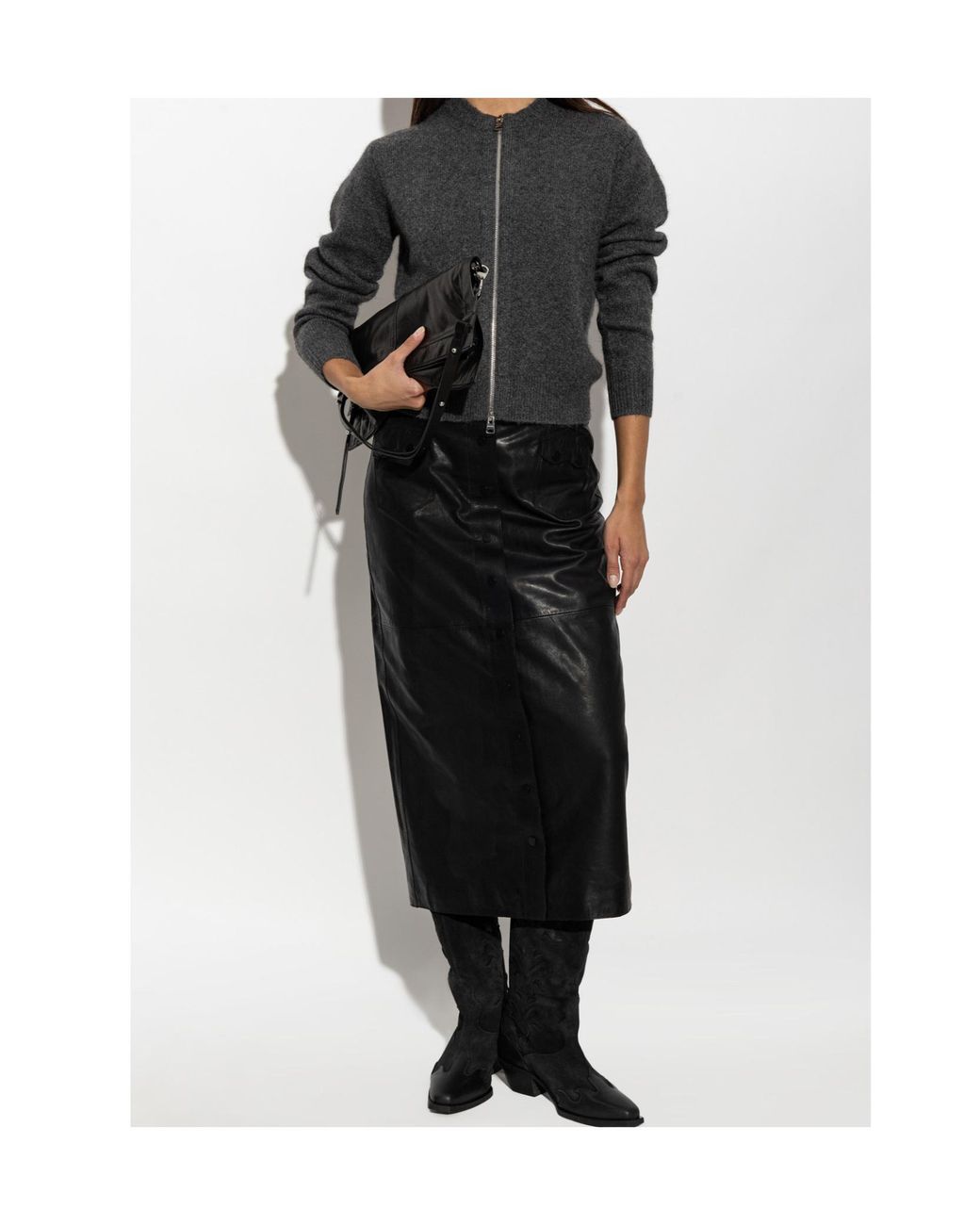 AllSaints Black Front Zip-Up Cardigan