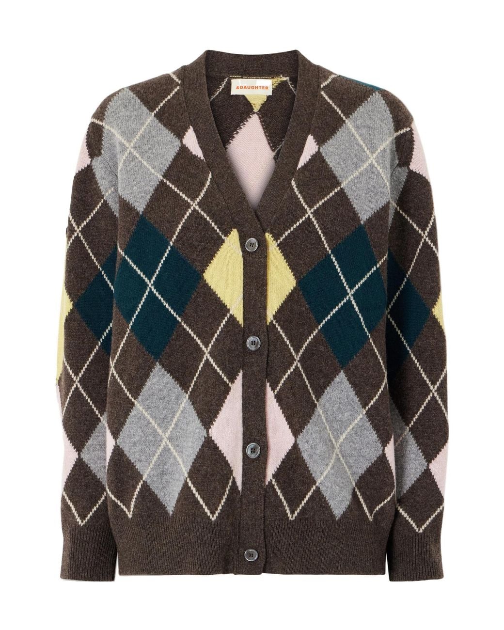 &Daughter Black Ava Argyle Wool Cardigan