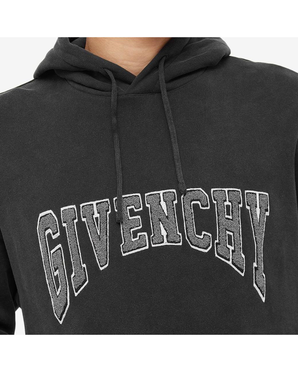 Givenchy Blue Logo Print Drawstring Hoodie for men
