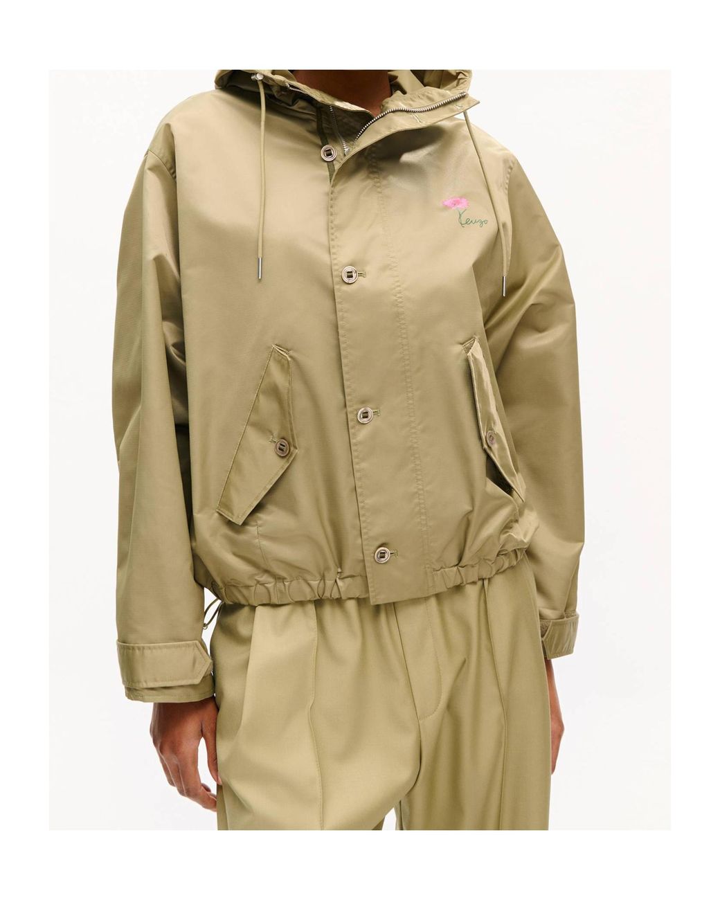 KENZO Green Floral Logo Hooded Jacket