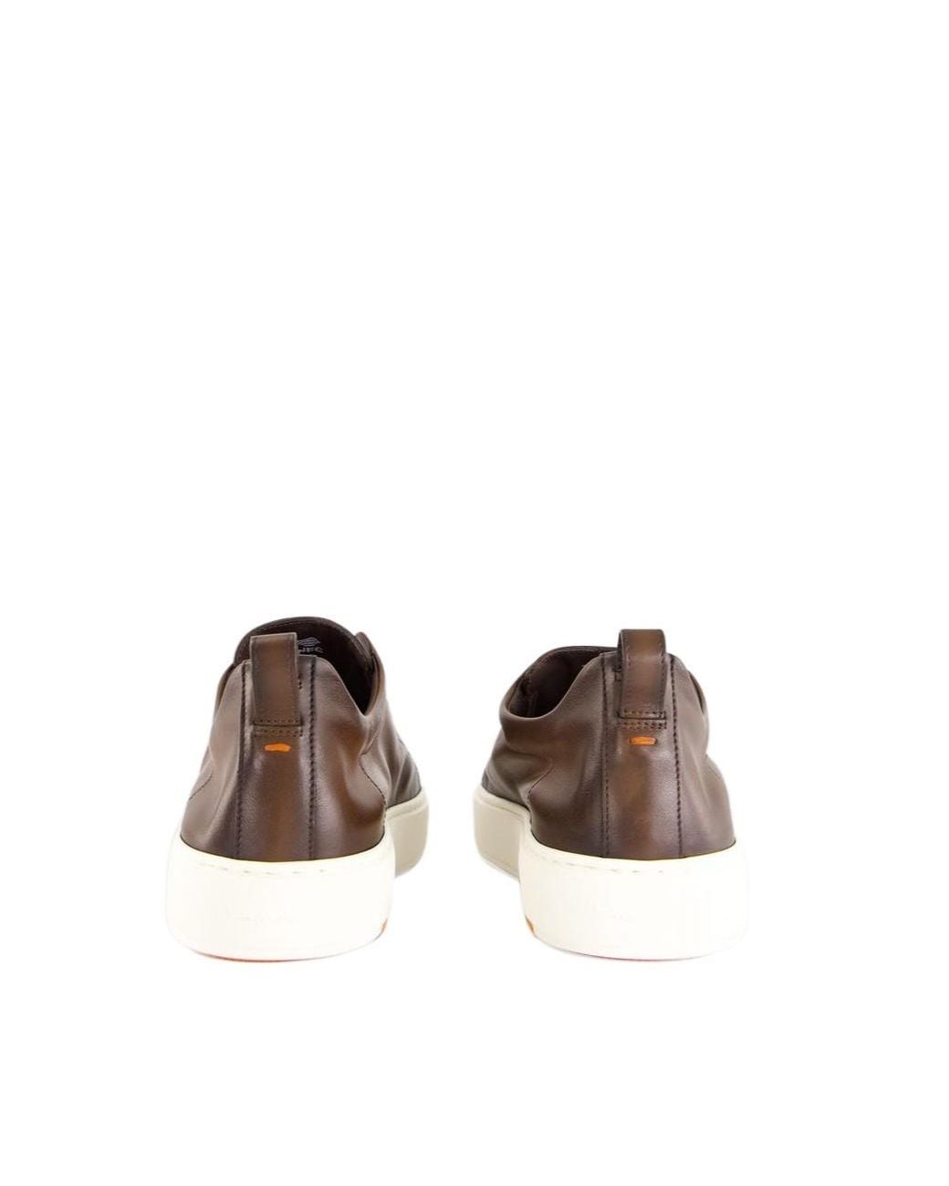 Santoni Brown Round Toe Slip-On Sneakers for men