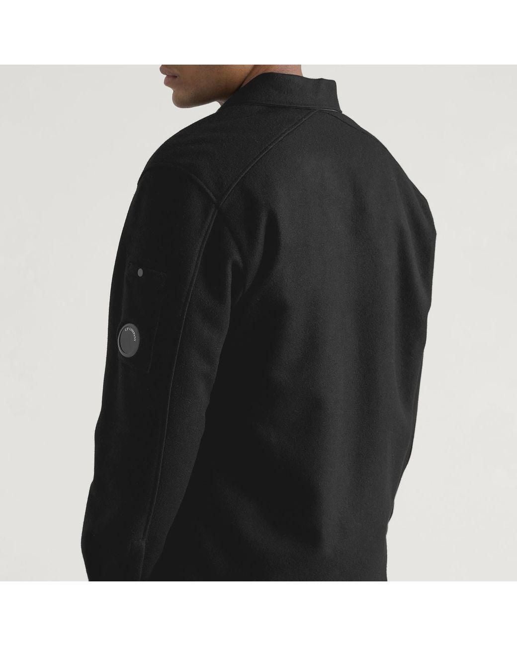 C P Company Black Felted Shirt Jacket for men