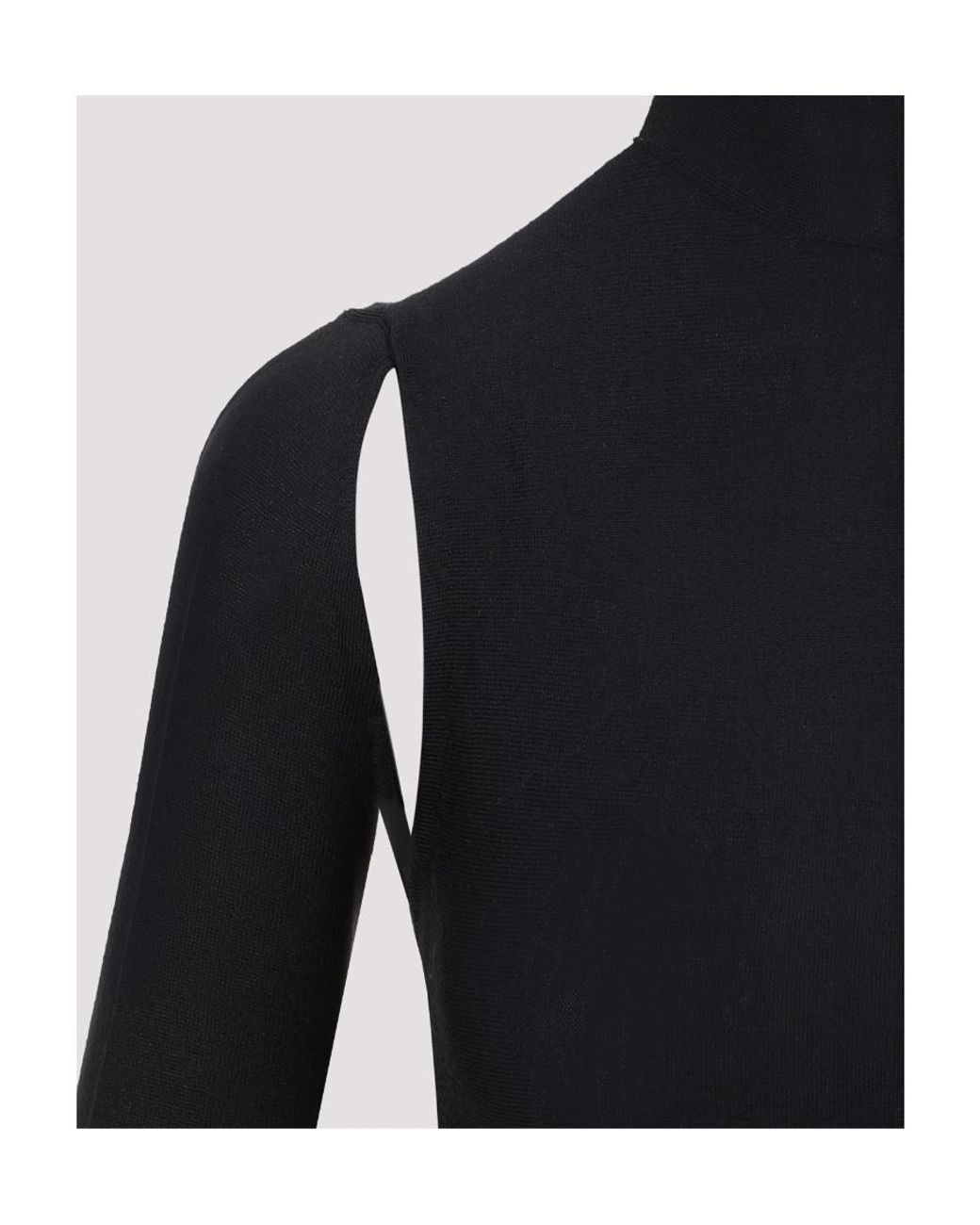 Khaite Black Turtleneck Cut-Out Detailed Top