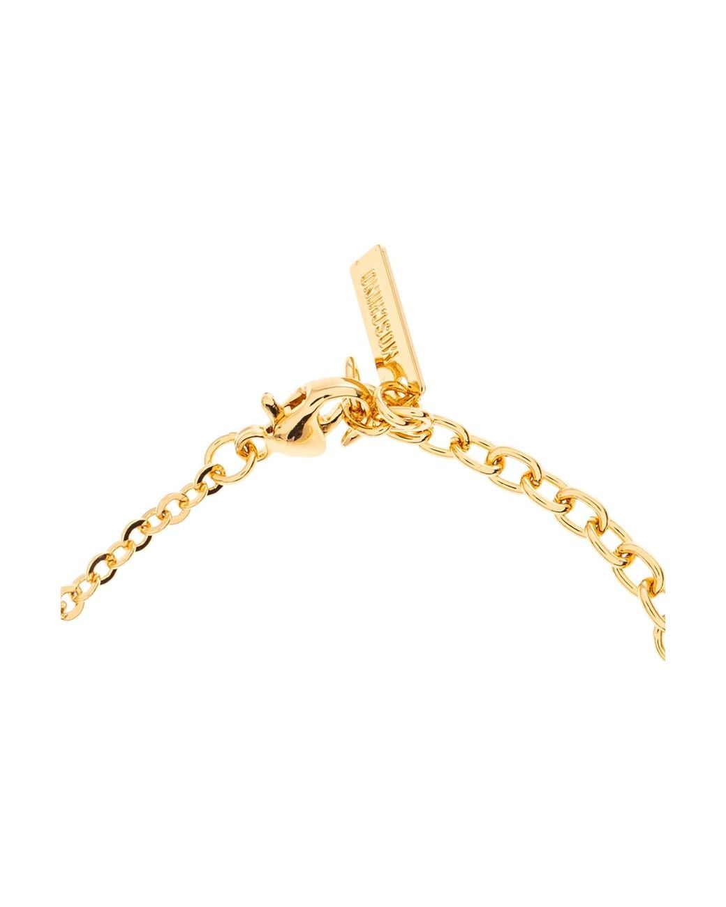 Moschino White Script Logo Necklace