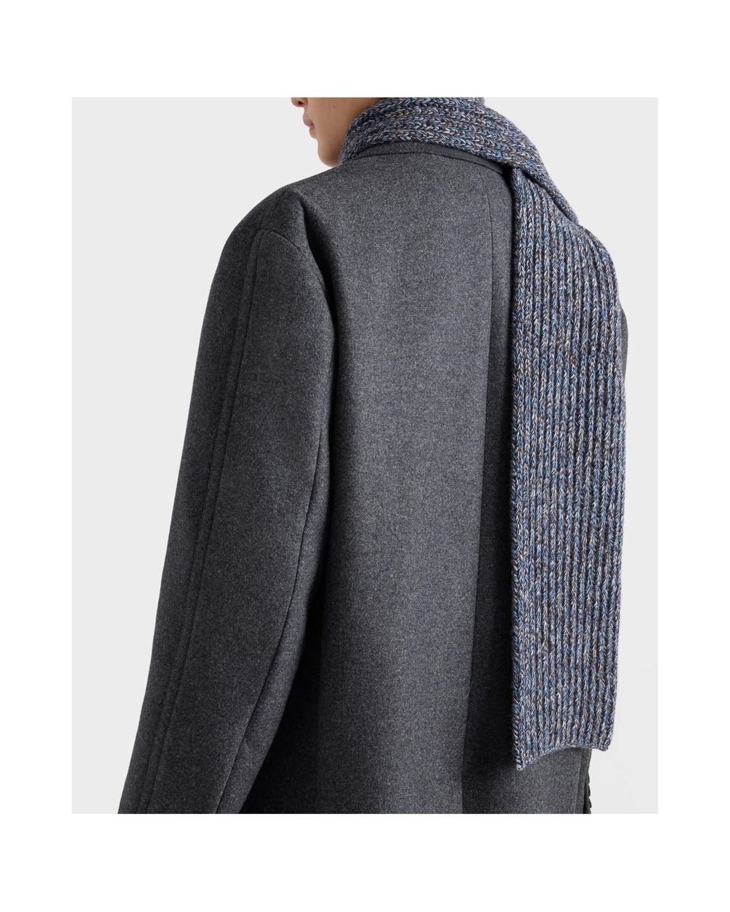 Prada Blue Wool And Cashmere Scarf for men
