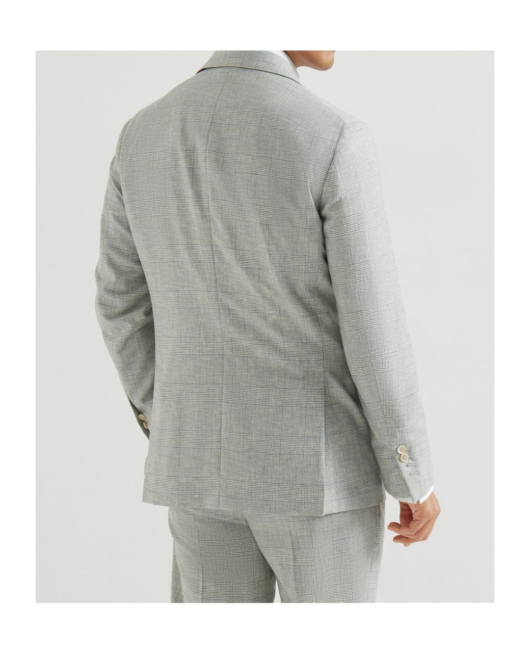 Brunello Cucinelli Gray Virgin Wool Prince Of Wales Fresco One-And-A-Half Breasted Deconstructed Blazer for men