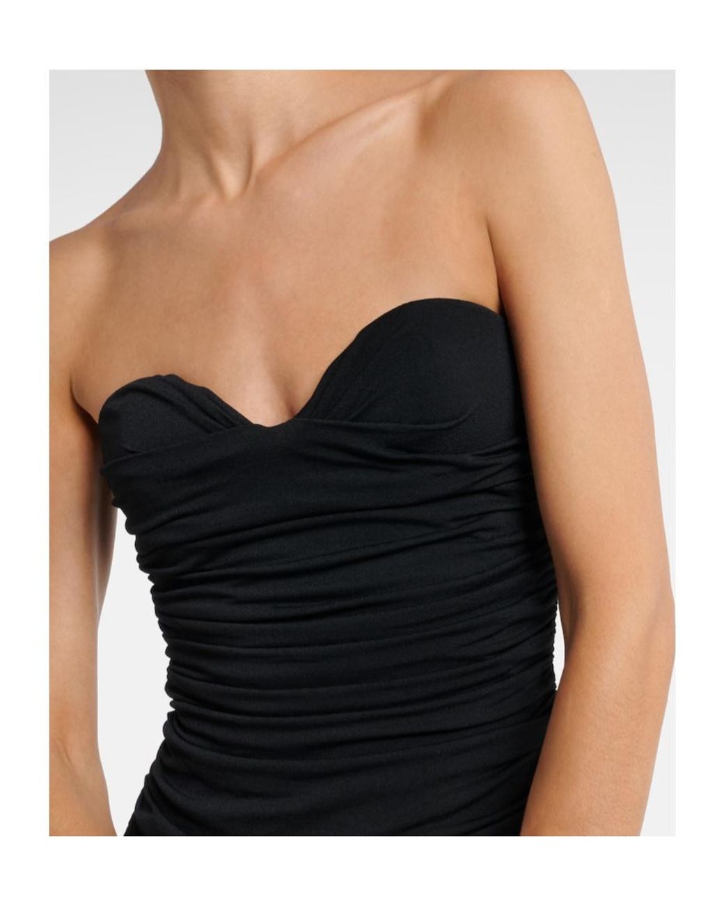 Magda Butrym Black Ruched Asymmetric Draped Midi Dress