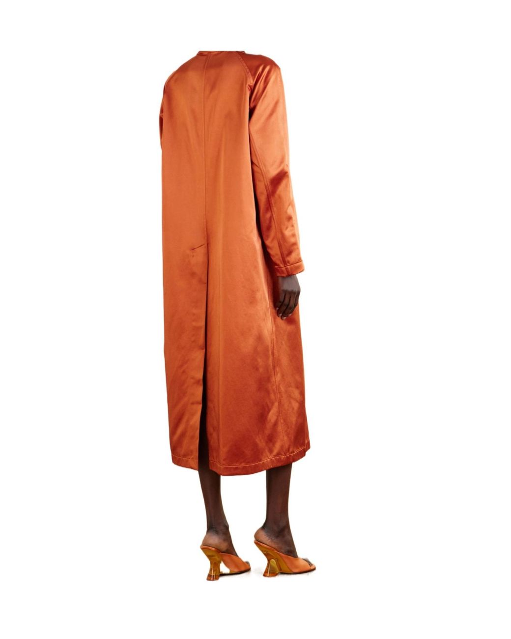 Dries Van Noten Orange Cotton Blend Satin Coat