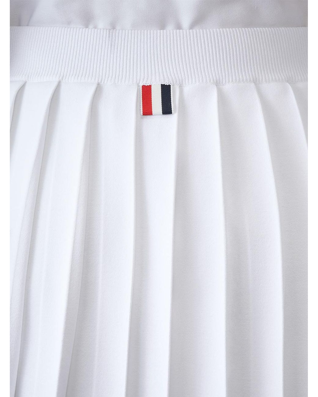 Thom Browne White Pleated Dachshund-Intarsia Knit Midi Skirt