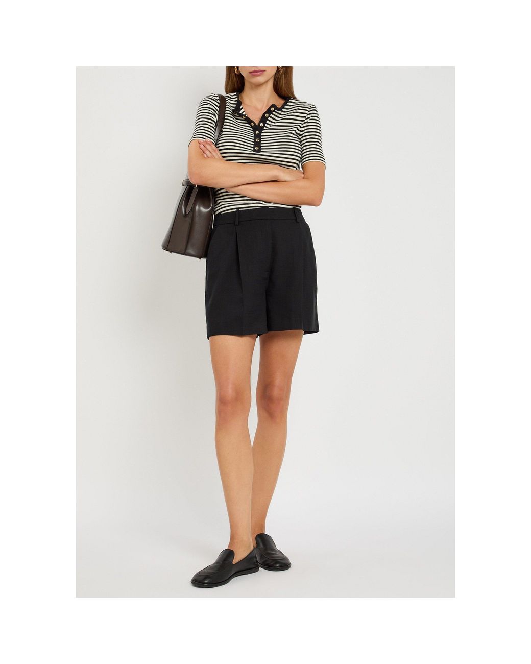 Anine Bing Black Viscose Tailored Shorts