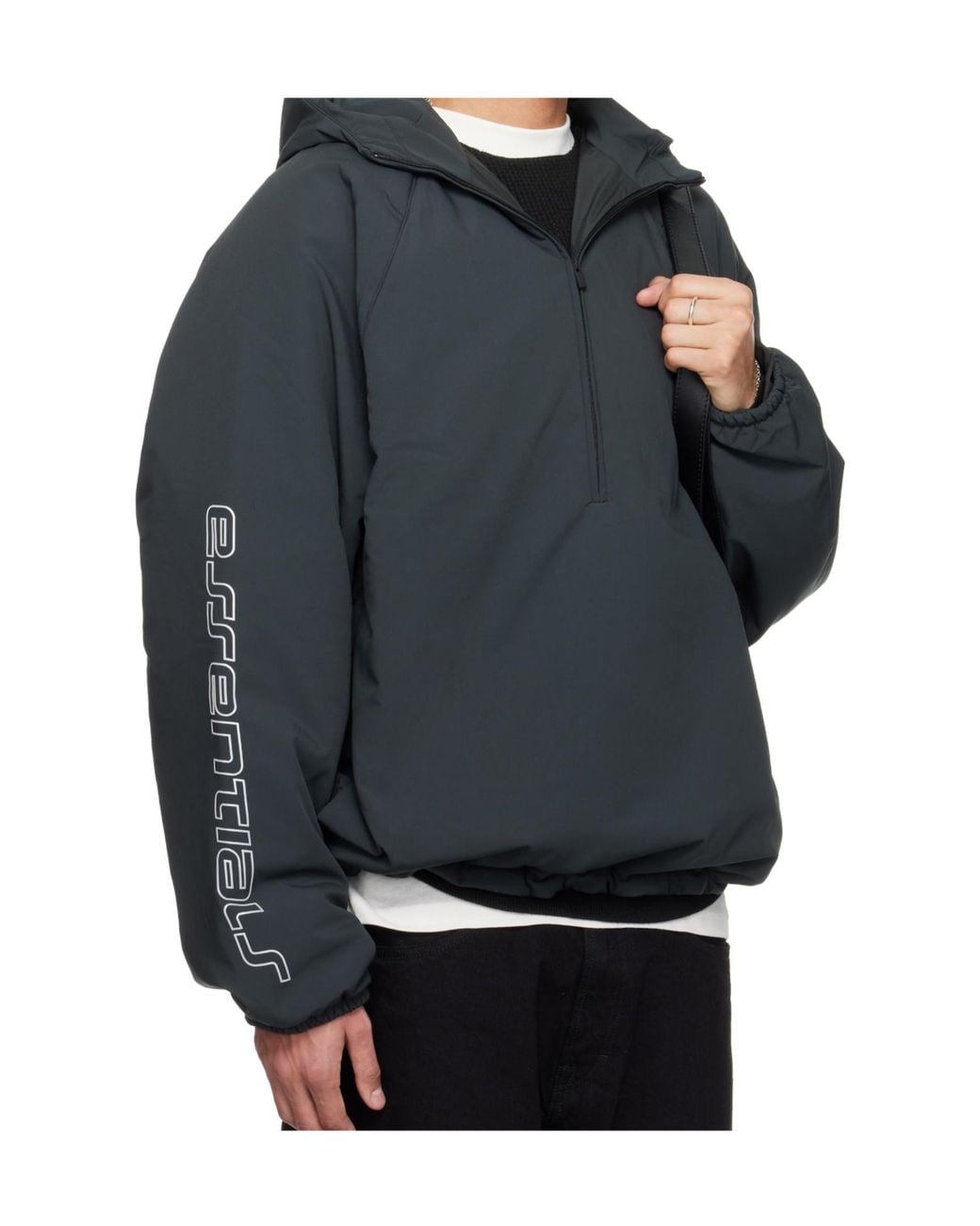 Fear Of God Gray Hooded Half-Zip Jacket for men