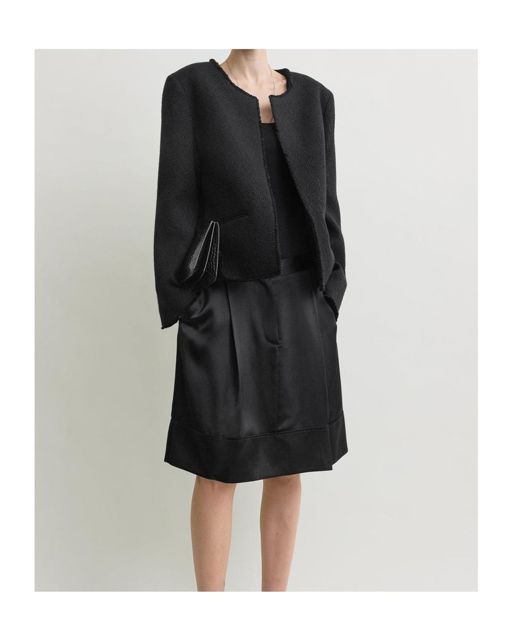 Totême Black Open-Front Bouclé Blazer