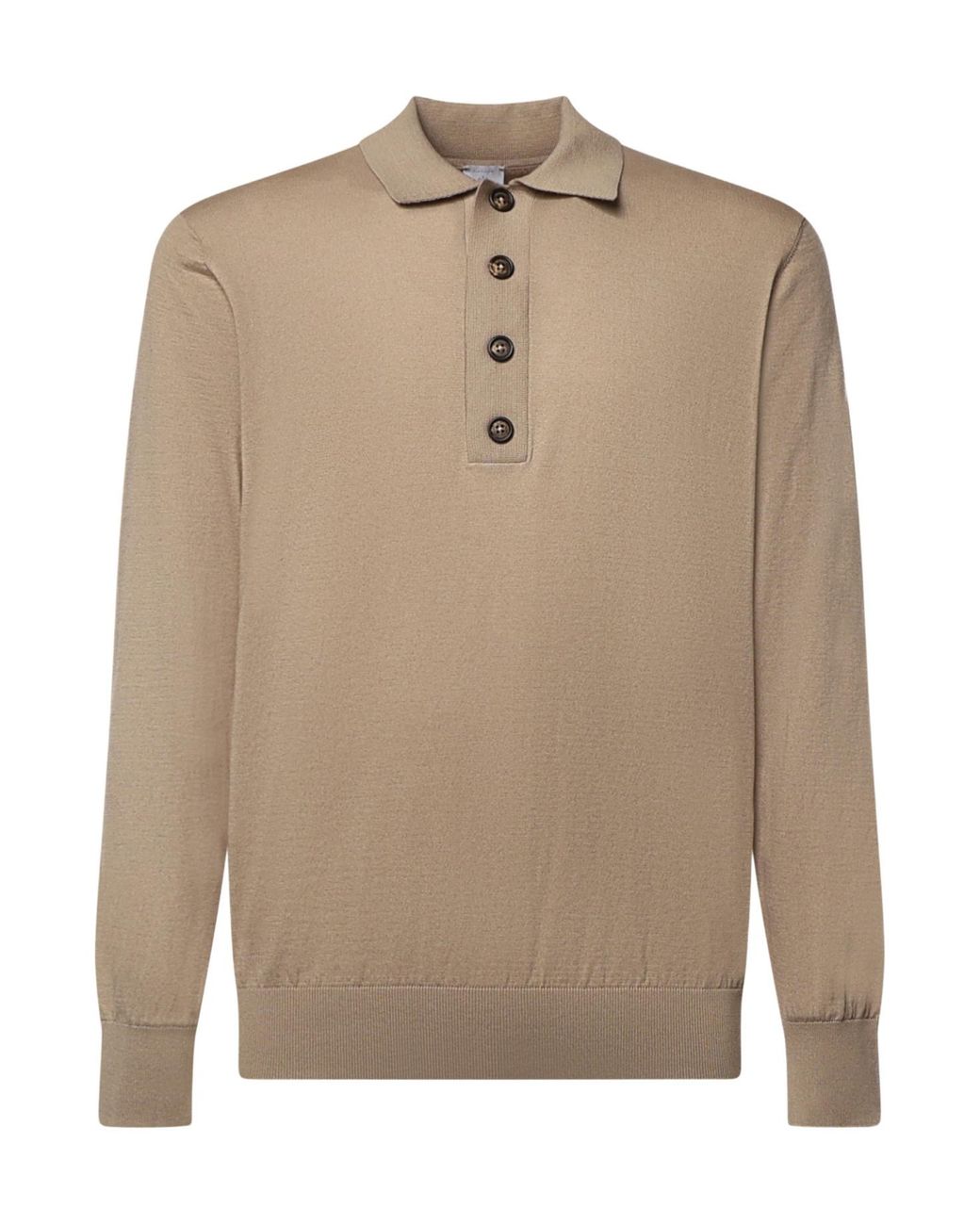 Eleventy Natural Long-Sleeve Knitted Polo Shirt for men