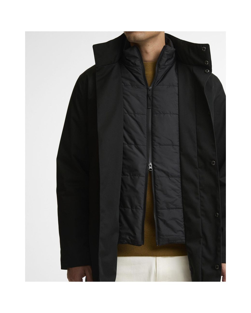 Barbour Black Detachable Hood Waterproof Coat for men