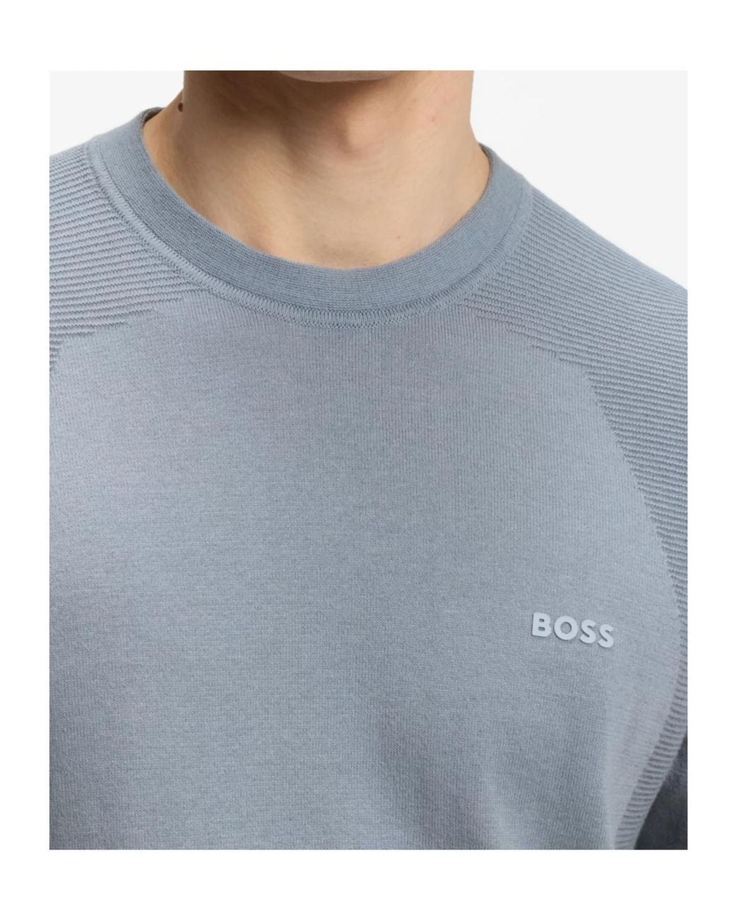 Boss Gray Cotton-Blend Sweater With Bodymapping Structure for men