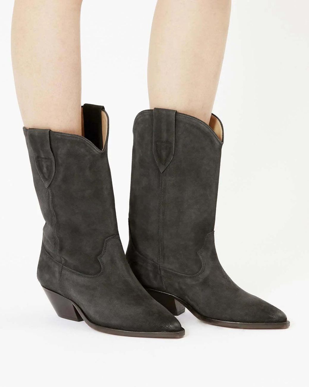 Isabel Marant Black Suede Leather Cowboy Boots