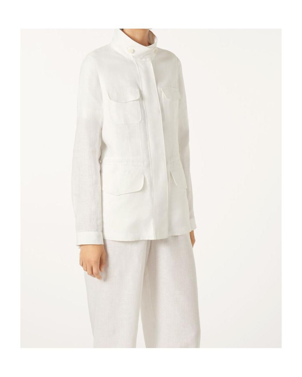 Loro Piana White Collared Drawstring Jacket