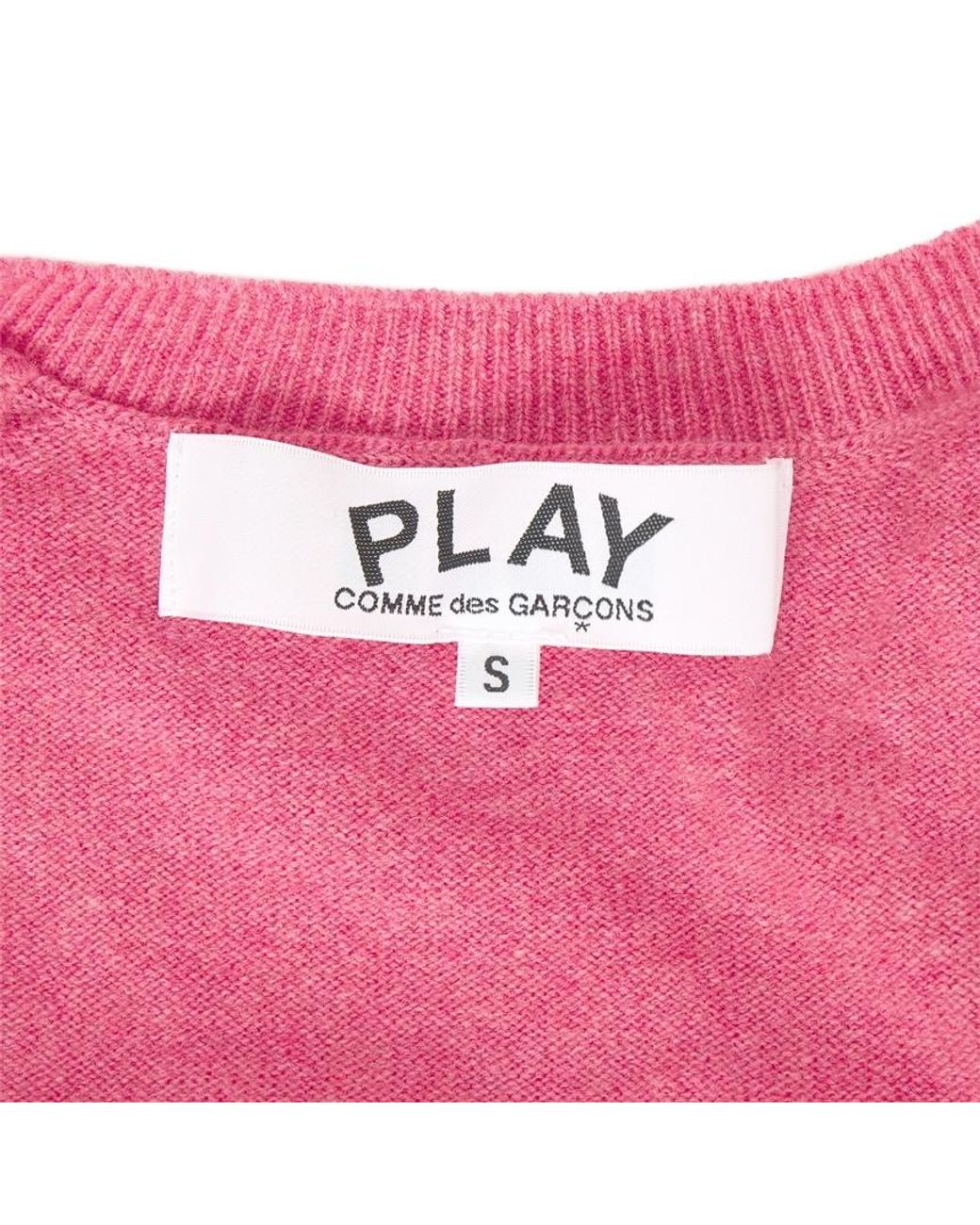 COMME DES GARÇONS PLAY Pink Wool Cardigan