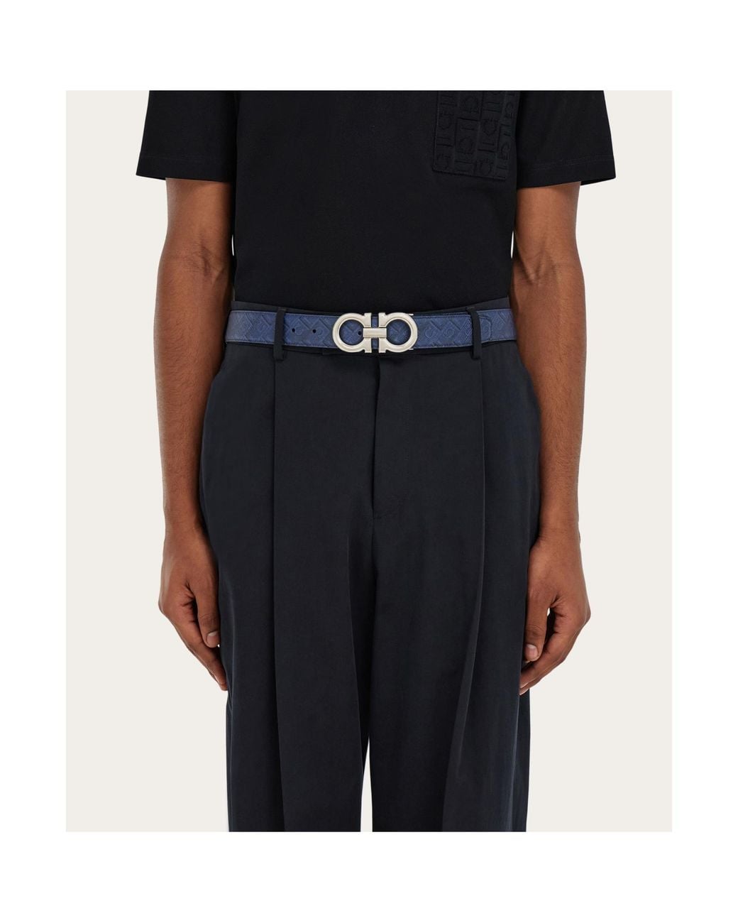 Ferragamo Blue Ferragamo Eyewear Reversible Gancini Belt for men