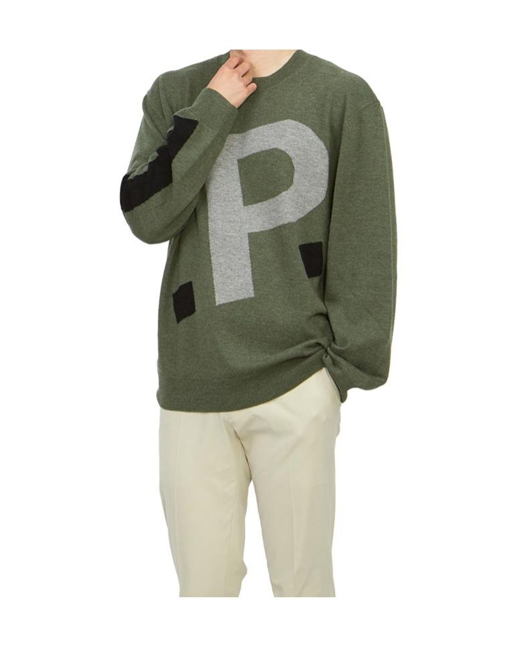 A.P.C. Green Logo Embroidered Knit Jumper for men