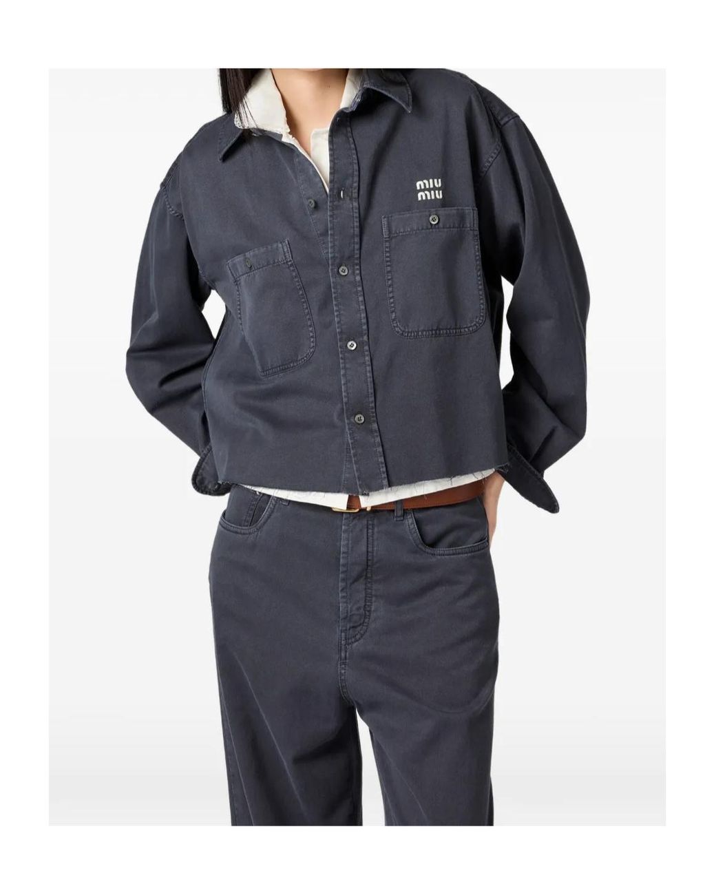 Miu Miu Blue Button-Up Denim Shirt