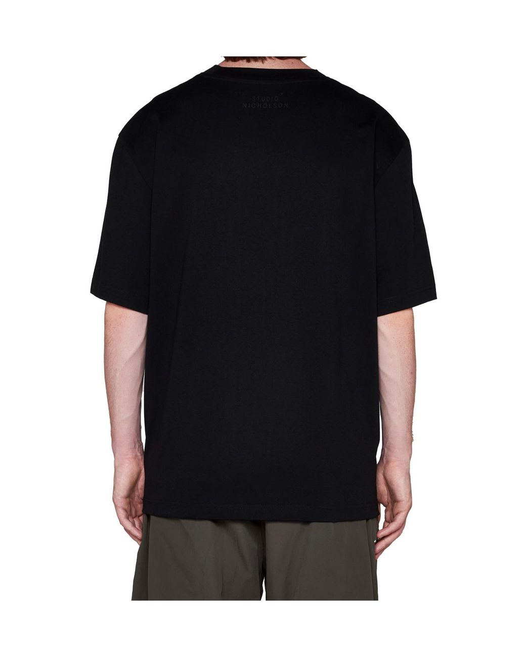 Studio Nicholson Black Lay Logo Printed Crewneck T-Shirt for men