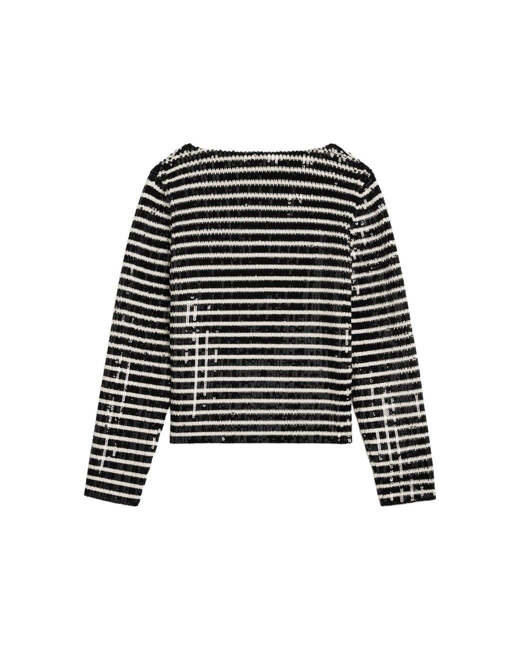 Céline Black Embroidered Boat Neck Marinière Sweater